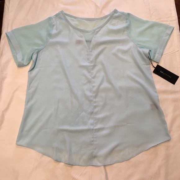 Mynt 1792 Chiffon & Crepe Top in Blue Glow - Picture 1 of 4